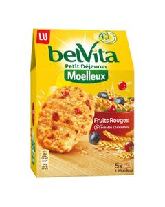 LU BelVita Petit Déjeuner Moelleux Fruits Rouges aux 5 Céréales Complètes 250g (lot de 6)