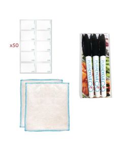 50 Etiquettes réutilisables 3 Marqueurs et 2 Chiffons Puracycle