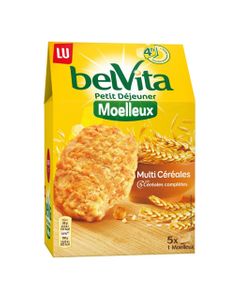 LU BelVita Petit Déjeuner Moelleux Multi Céréales aux 5 Céréales Complètes 250g (lot de 6)