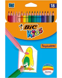 BIC Crayons de couleur KIDS Tropicolors, étui carton de 18