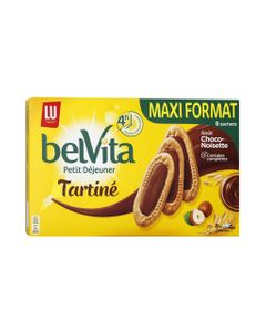 LU BelVita Petit Déjeuner Tartiné Goût Choco-Noisette 5 Céréales Complètes Maxi Format 400g (lot de 6)