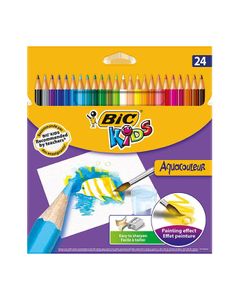 BIC Etui de 24 crayons de couleur KIDS AQUACOULEUR Couleurs assorties
