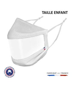 Masque transparent Blanc UNS1 50 Lavages Made in France pour enfant