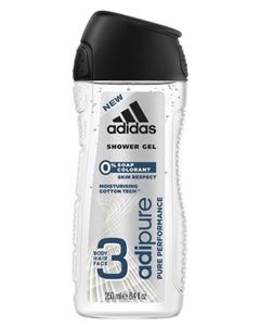 Adidas Shower Gel Adipure Pure Performance 3 en 1 Body Hair Face 250ml (lot de 6)