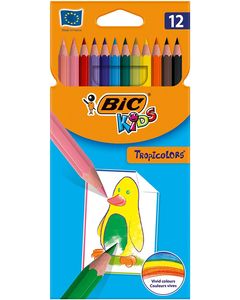 BIC BIC KIDS Crayons de couleur Tropicolors 2, étui carton de 12