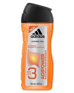 Adidas Shower Gel Adipower Maximum Performance 3 en 1 Body Hair Face 250ml (lot de 6)