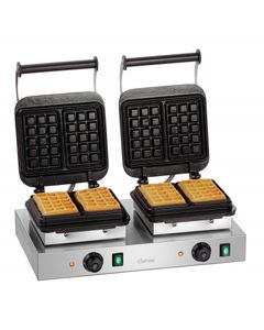 Appareil à Gaufre Double Bruxelles - 60 x 100 mm, Hauteur 32 mm - Bartscher - Acier inoxydable