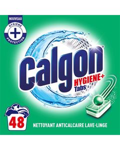 CALGON Lot de 48 Tablettes Anticalcaire Hygiene Plus pour le Lave-Linge