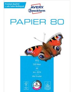 AVERY ZWECKFORM Ramette de 500 feuilles de papier universel A4, 80 g/m2, blanc