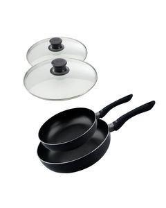 Ensemble de 2 woks de cuisine et 2 couvercles en verre 20 cm et 28 cm Elo Smart Life