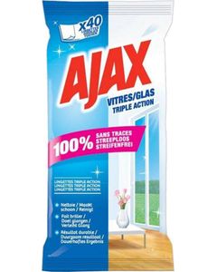 Ajax 40 Lingettes Vitres Triple Action (lot de 3)