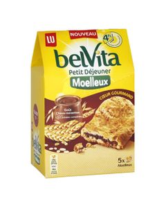 LU BelVita Petit Déjeuner Moelleux Coeur Gourmand Goût Choco-noisettes aux 5 Céréales Complètes 250g (lot de 6)