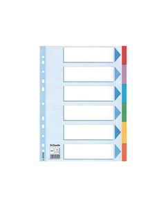 ESSELTE Intercalaire Format A4 Carton 160g 6 onglets Multicolores Renforcées