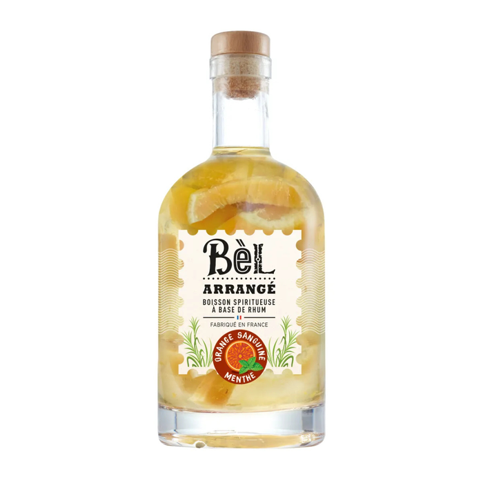 Boisson spiritueuse à base de Rhum Bèl Arrange   Menthe Orange Sanguine 32°