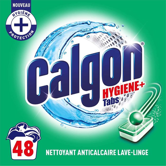 CALGON Lot de 48 Tablettes Anticalcaire Hygiene Plus pour le Lave-Linge