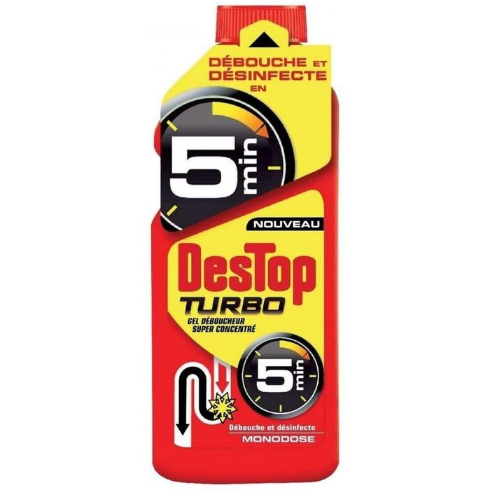 DESTOP Turbo Gel javel d1 litre débouche et désinfecte formule concentrée